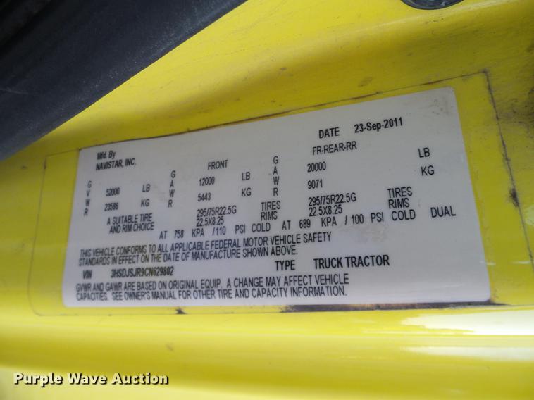 image for item DD1347 2012 International ProStar Plus semi truck