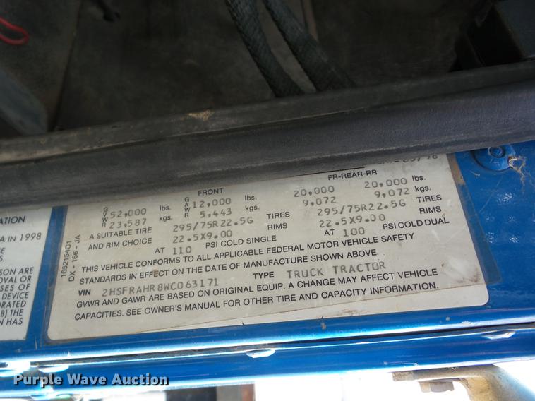 image for item K6278 1998 International 9100 flatbed truck