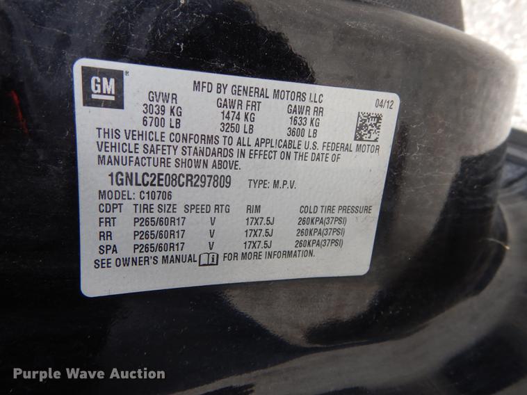 image for item DC0331 2012 Chevrolet Tahoe Police SUV