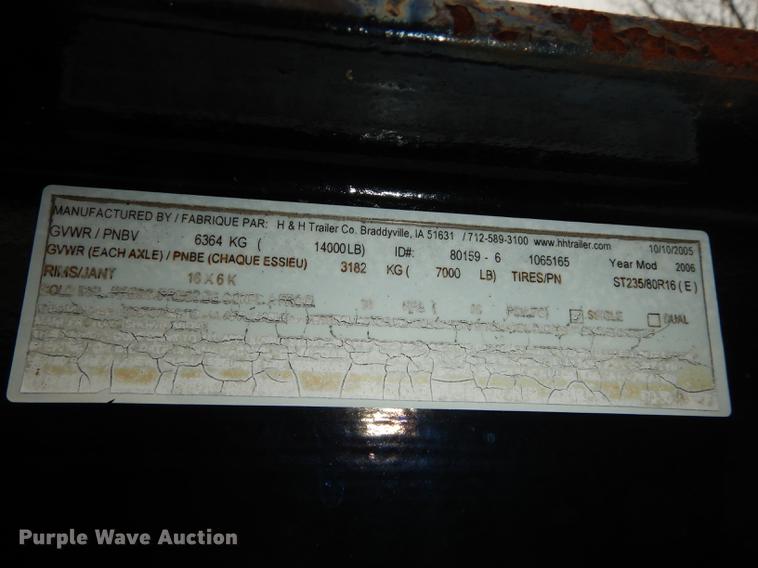 image for item DC0381 2006 H&H equipment trailer