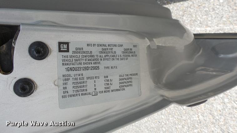 image for item DC0742 2008 Chevrolet Uplander van