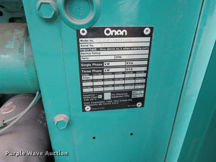 image for item DC0904 Onan 15.0JC generator