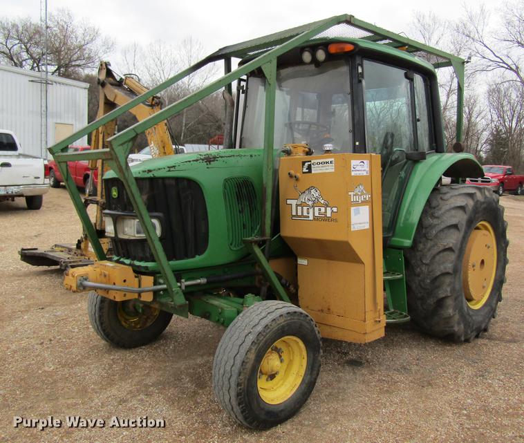 image for item DC4430 2002 John Deere 6420 tractor with side boom mower