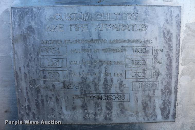 image for item DC7668 1993 KME Renegade Custom SFD fire truck