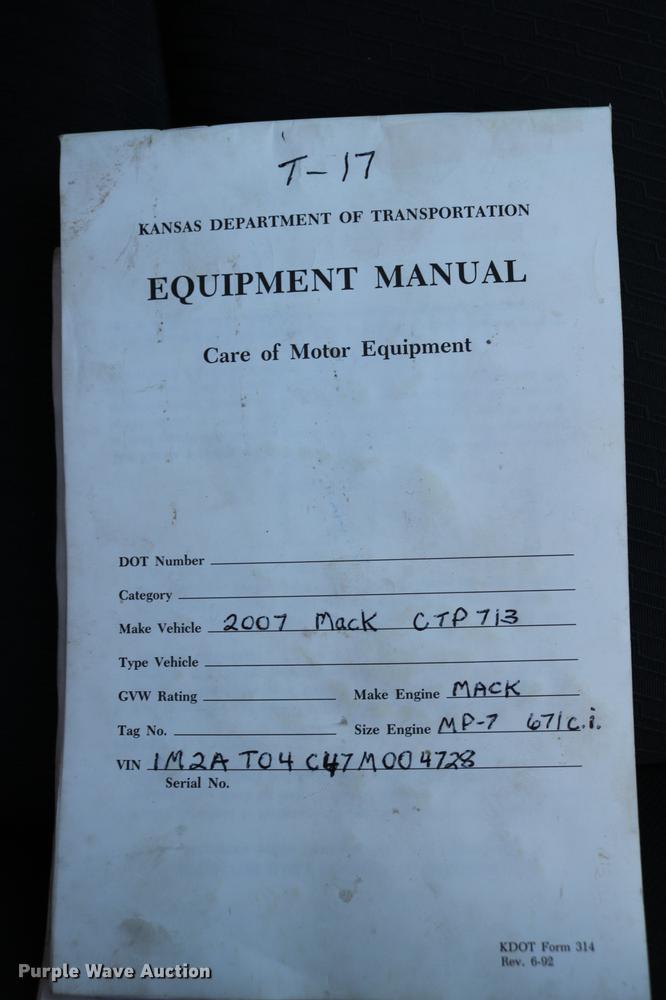image for item DC7671 2007 Mack CTP713 dump truck