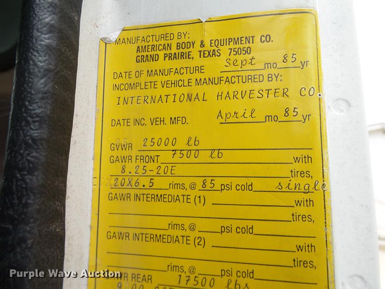 image for item DD1316 1985 International 1754 dump truck