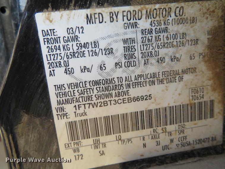 image for item DC0980 2012 Ford F250 Super Duty FX4 Crew Cab pickup truck