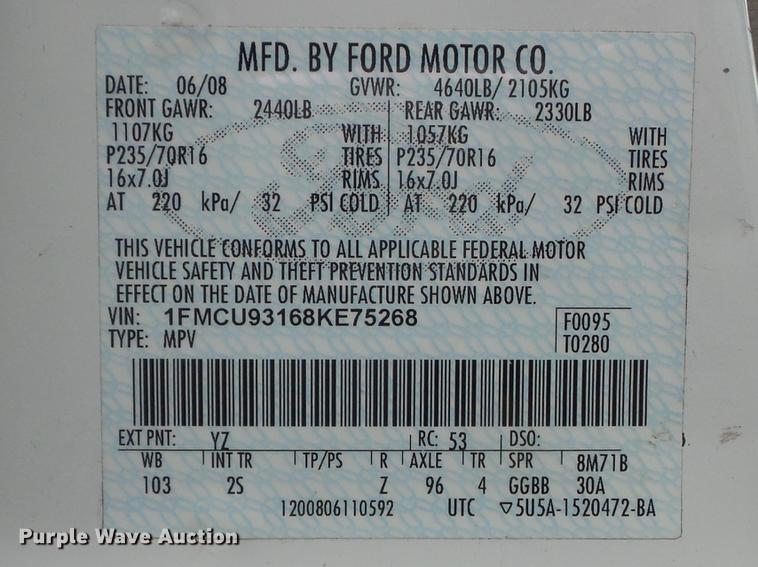 image for item DC7371 2008 Ford Escape XLT SUV