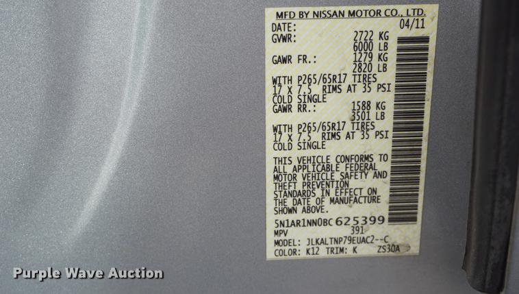 image for item DE3142 2011 Nissan Pathfinder SUV