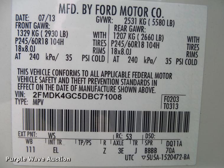 image for item DE3589 2013 Ford Edge SUV