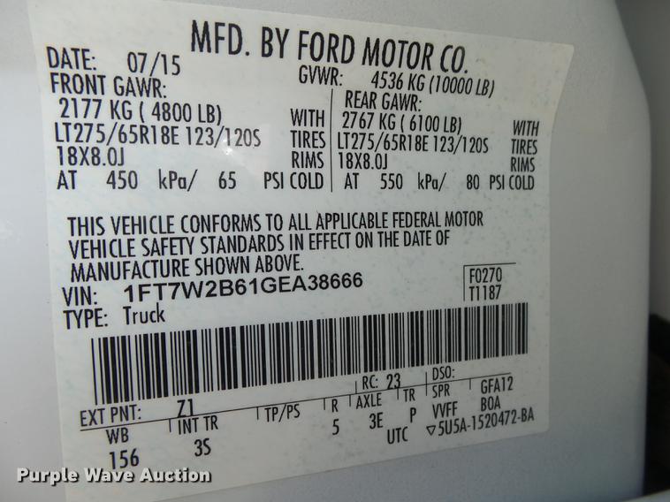 image for item DE3597 2016 Ford F250 Super Duty XLT Crew Cab pickup truck