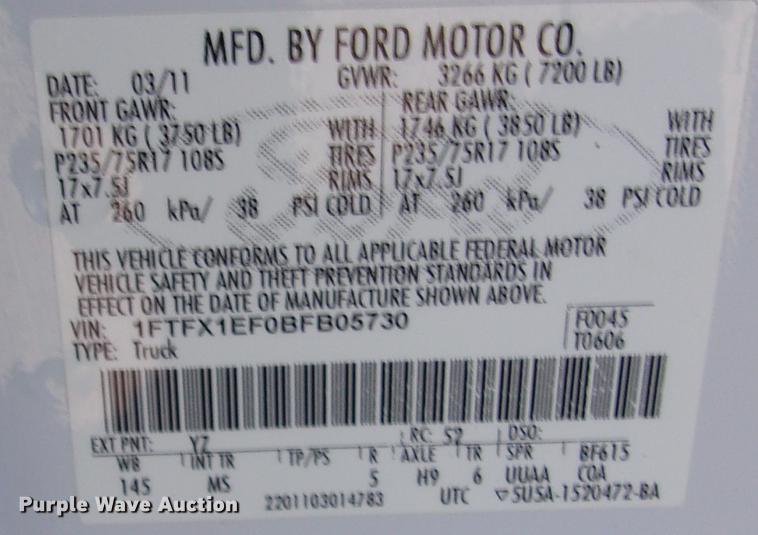 image for item DK9903 2011 Ford F150 XLT SuperCrew Cab pickup truck