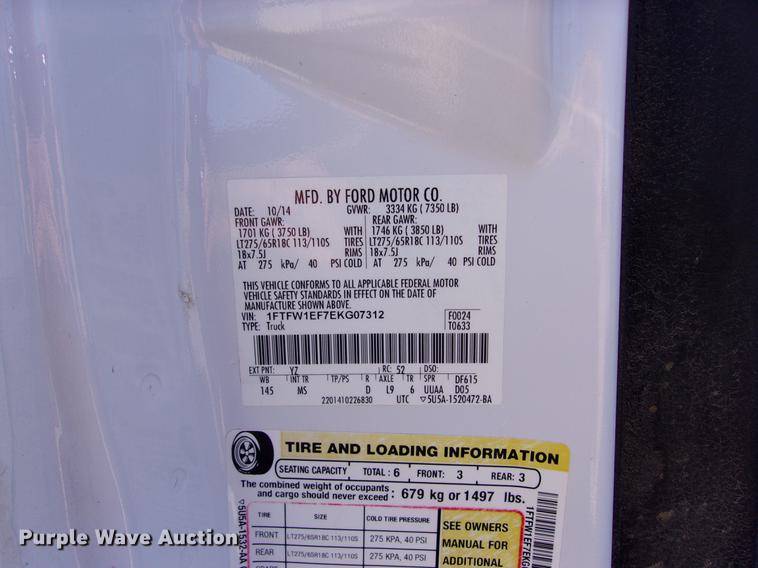 image for item DK9907 2014 Ford F150 XLT SuperCrew Cab pickup truck