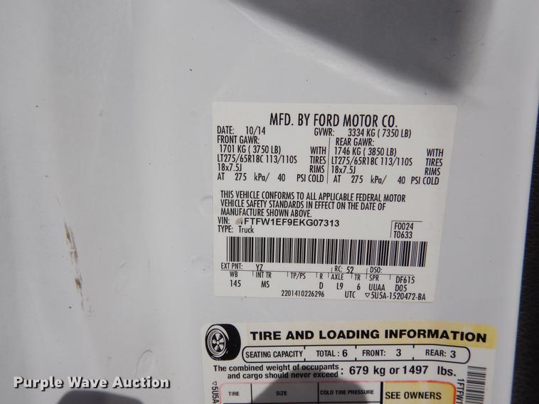 image for item DK9908 2014 Ford F150 XLT SuperCrew Cab pickup truck