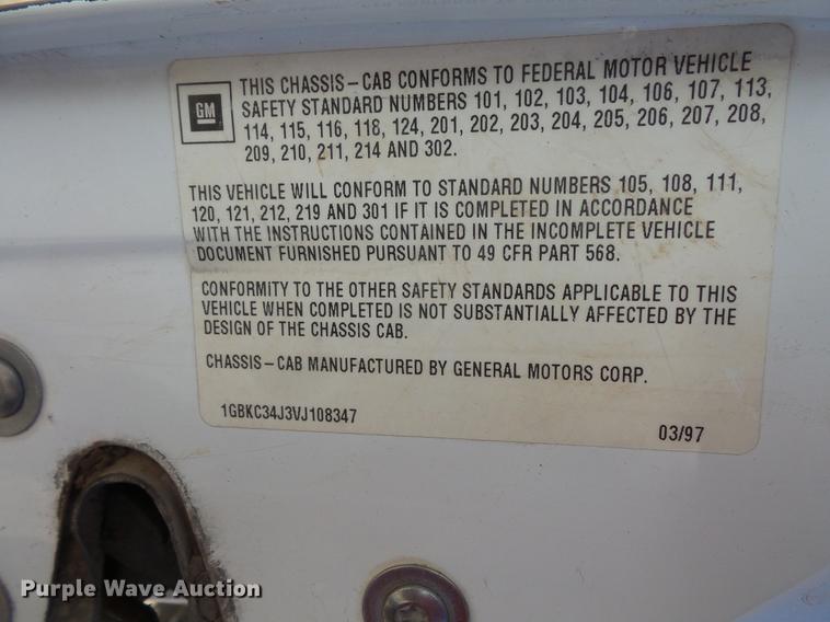 image for item DV9666 1997 Chevrolet 3500 flatbed pickup truck