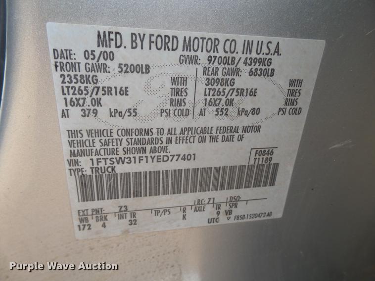 image for item EI9549 2000 Ford F350 Crew Cab pickup truck