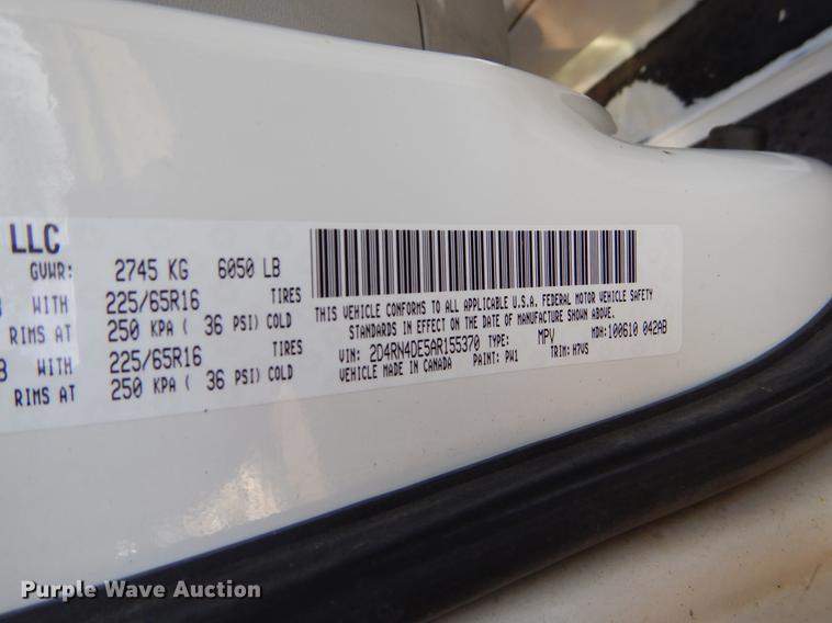 image for item EJ9858 2010 Dodge Grand Caravan SE handicap accessible van
