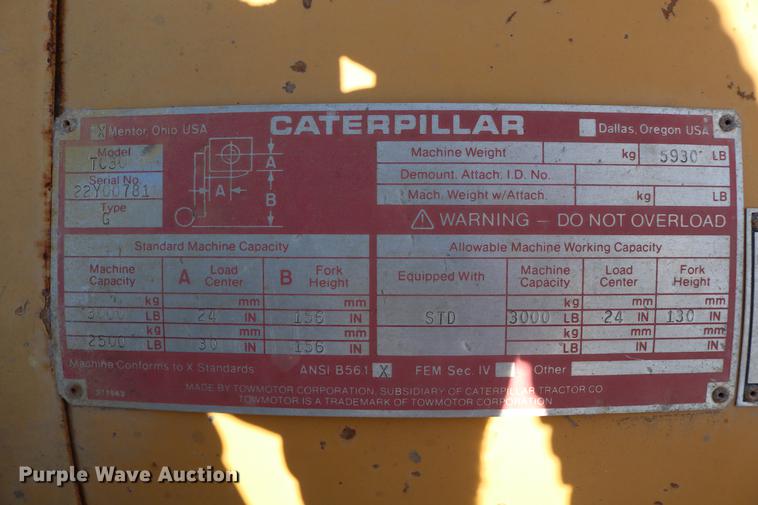 image for item DC7644 Caterpillar TC30 forklift