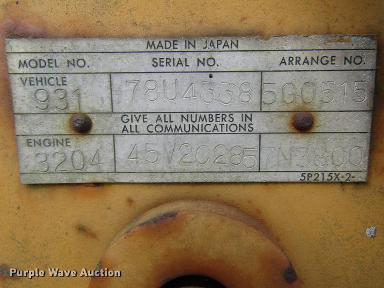 image for item DC7919 1978 Caterpillar 931 track loader