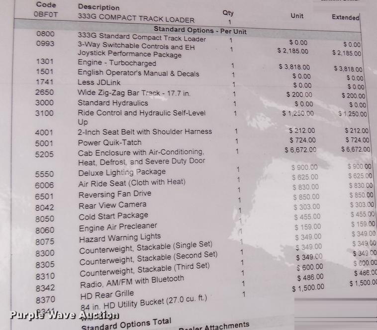 image for item DD2818 2017 John Deere 333G skid steer