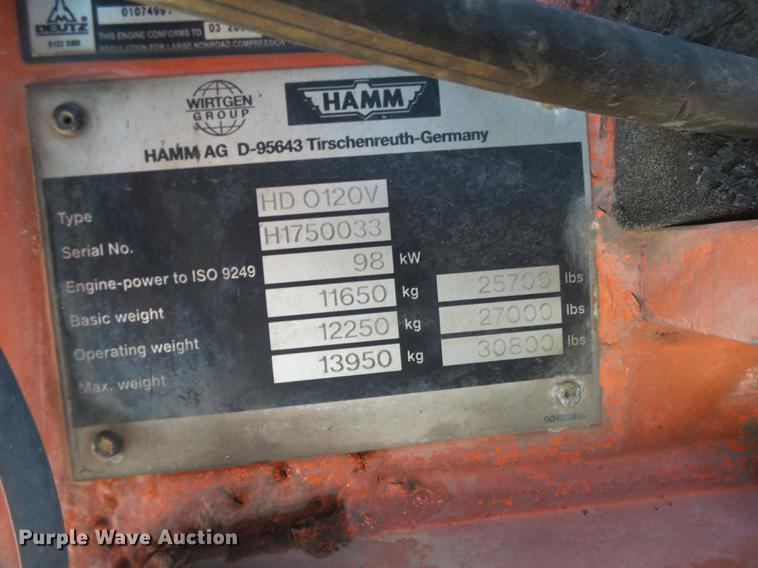 image for item DS9558 2003 Hamm HD120 double drum vibratory roller