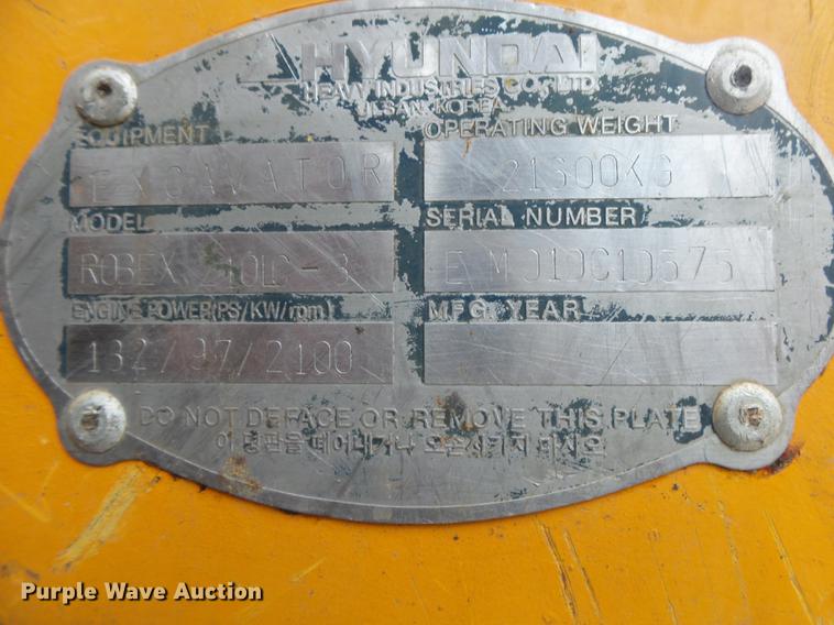 image for item DS9560 1998 Hyundai R210LC-3 excavator