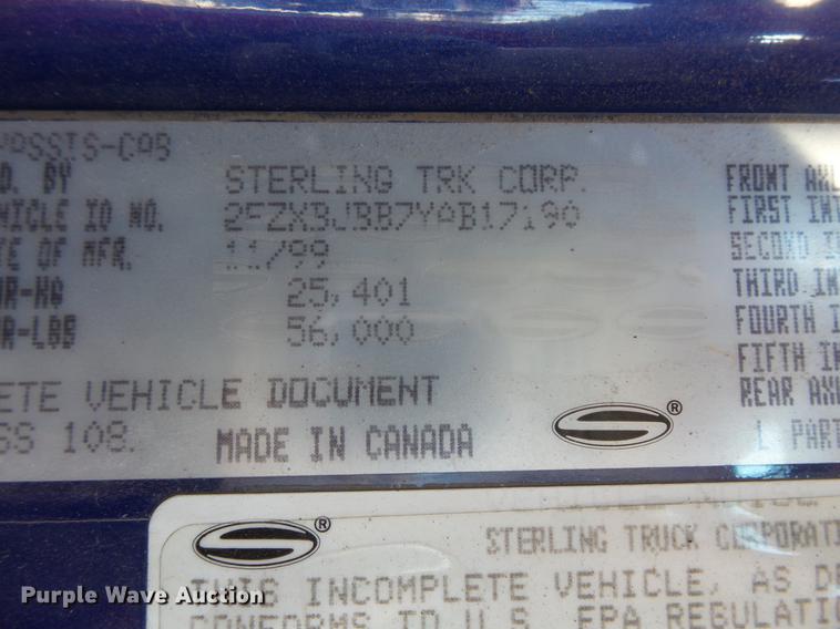 image for item DV9554 2000 Sterling L8500 dump truck