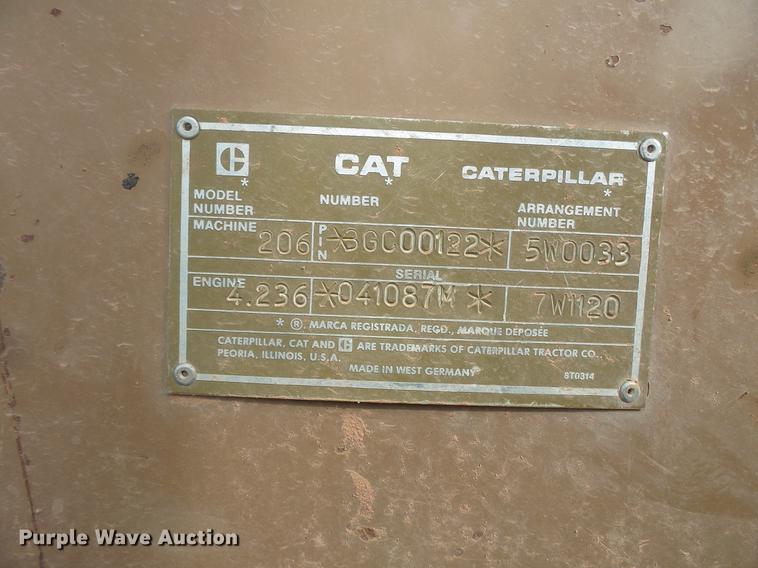 image for item DV9673 1985 Caterpillar 206 rubber tire excavator