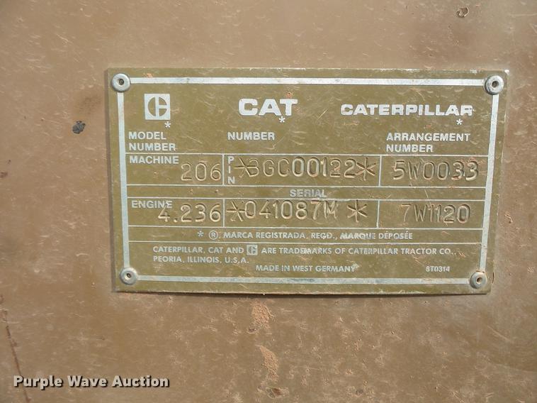 image for item DV9673 1985 Caterpillar 206 rubber tire excavator