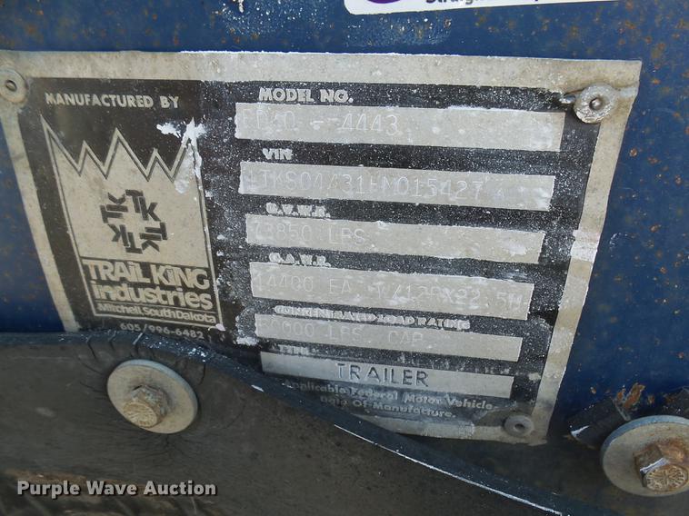 image for item DX9061 1985 Trail King PD60-4443 bottom dump trailer