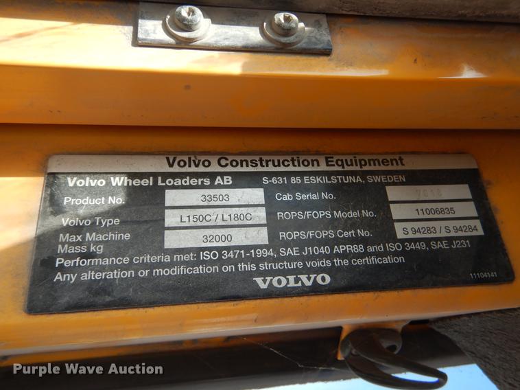 image for item EJ9811 1998 Volvo L150C wheel loader