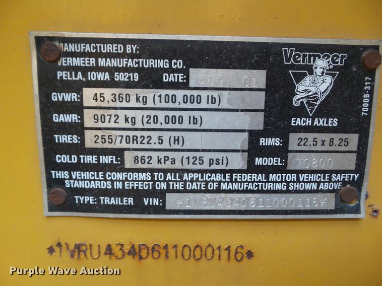 image for item L5668 2001 Vermeer TG800 tub grinder