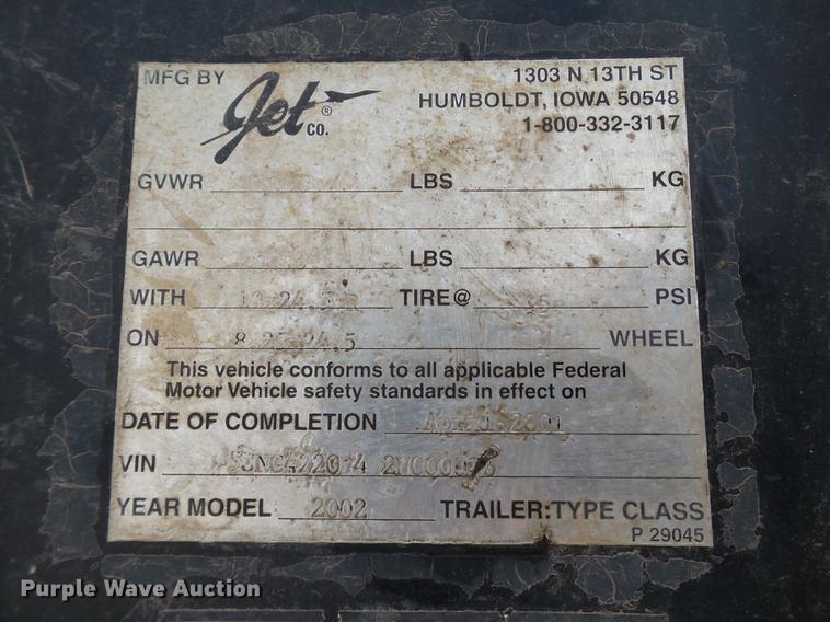 image for item DD1227 2002 Jet double hopper grain trailer