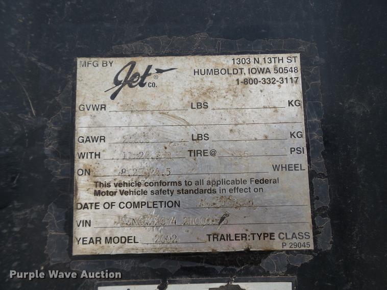 image for item DD1227 2002 Jet double hopper grain trailer