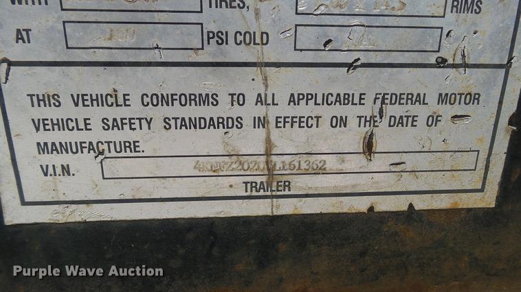 image for item DW9521 1997 Towmaster OT-20LP equipment trailer