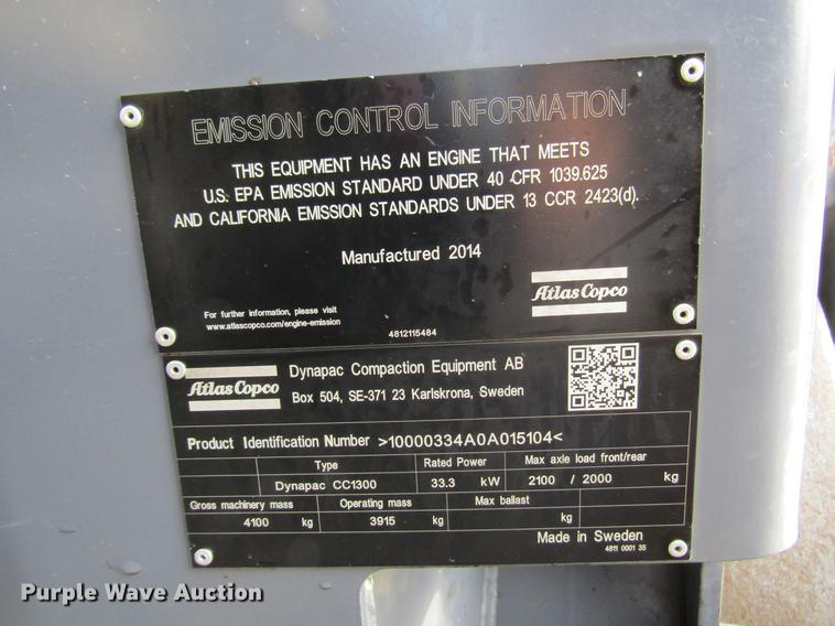 image for item DW9525 2014 Dynapac CC1300 double drum vibratory roller