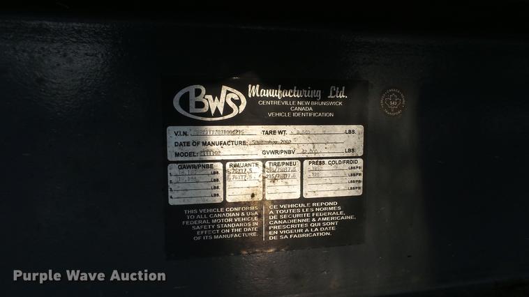 image for item DW9530 2003 BWS 21TT102 tilt deck equipment trailer