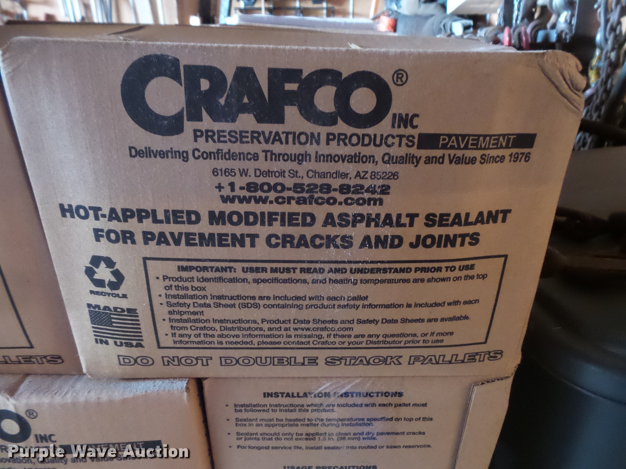 (75) boxes of Crafco hot asphalt sealant in St. Paul, MN Item DW9671