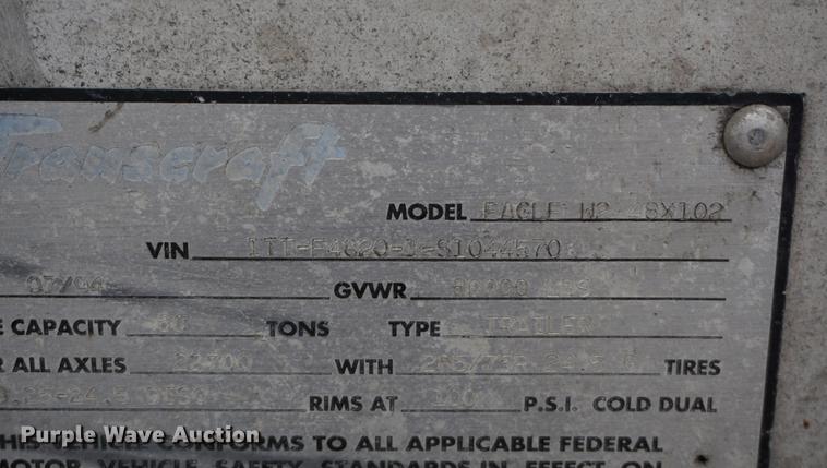 image for item DE3193 1995 Transcraft Eagle W2 flatbed trailer