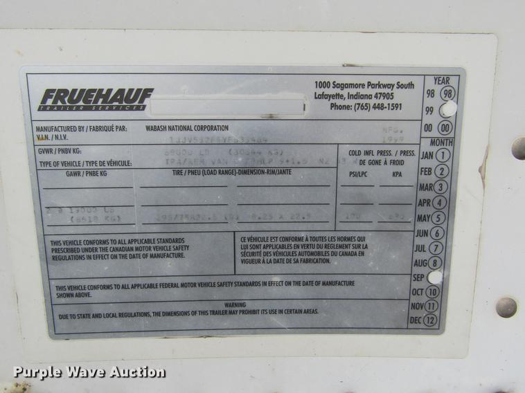 image for item DE6678 2000 Fruehauf dry van trailer