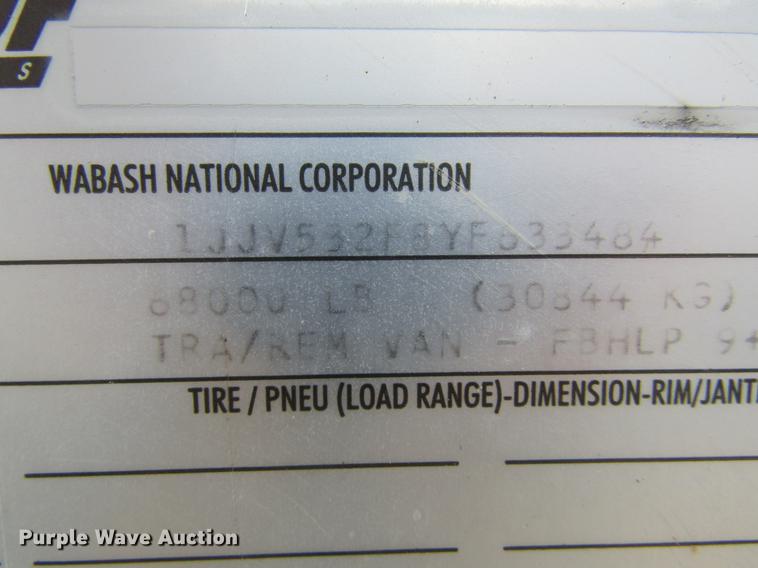 image for item DE6678 2000 Fruehauf dry van trailer