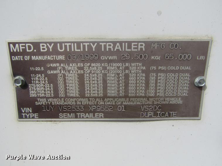 image for item DE6680 1999 Utility V52DC dry van trailer