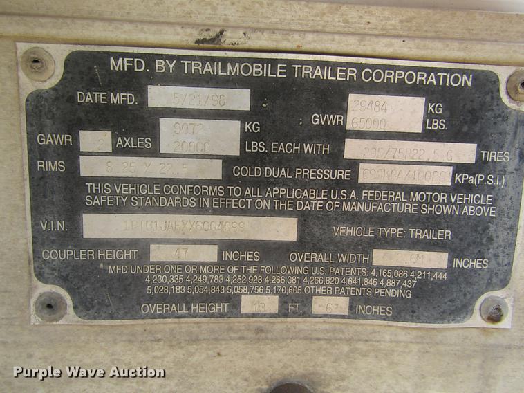 image for item DE6682 1999 Trailmobile dry van trailer