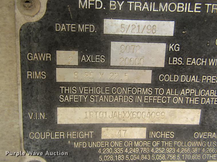 image for item DE6682 1999 Trailmobile dry van trailer