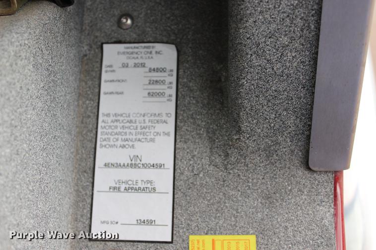 image for item BE9370 2012 E-one Cyclone II Quint ladder fire truck