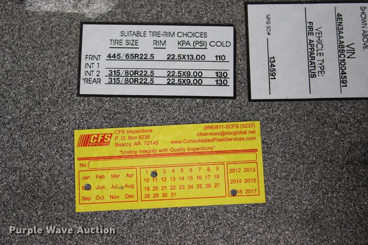 image for item BE9370 2012 E-one Cyclone II Quint ladder fire truck