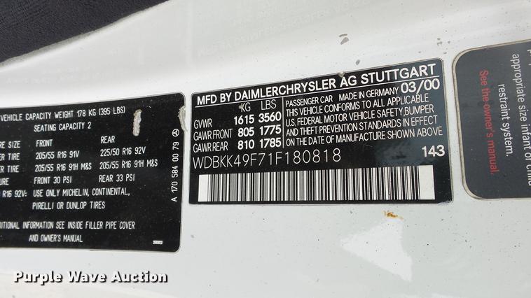 image for item DC3060 2001 Mercedes Benz SLK230 Kompressor convertible