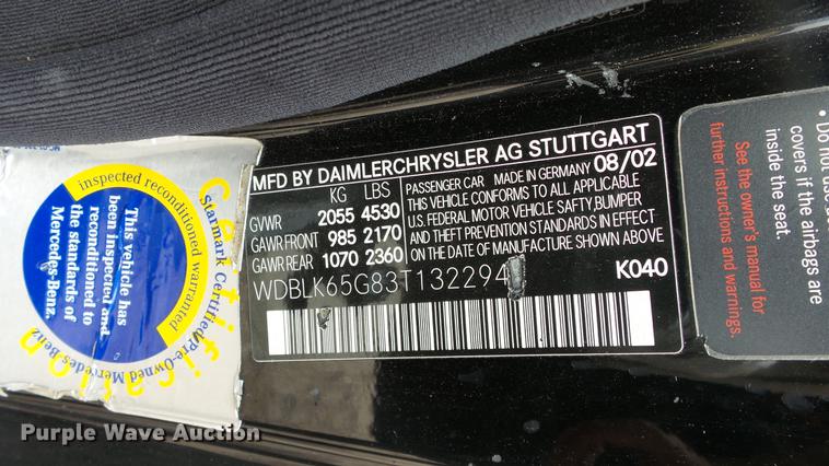 image for item DC3061 2003 Mercedes Benz CLK320 Cabriolet convertible