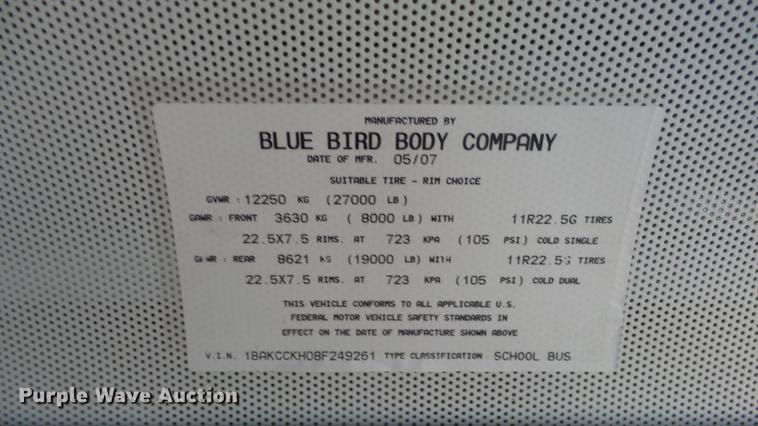 image for item DC3082 2008 Blue Bird Vision school bus