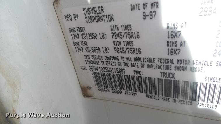 image for item DR9535 1998 Dodge Ram 1500 Club Cab pickup truck